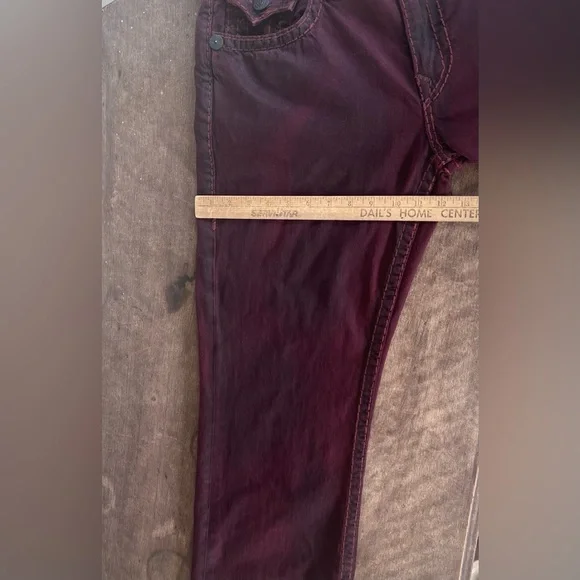True Religion Ricky Straight Mens Jeans Burgundy Sz 34 Heavy 90s Skateboard